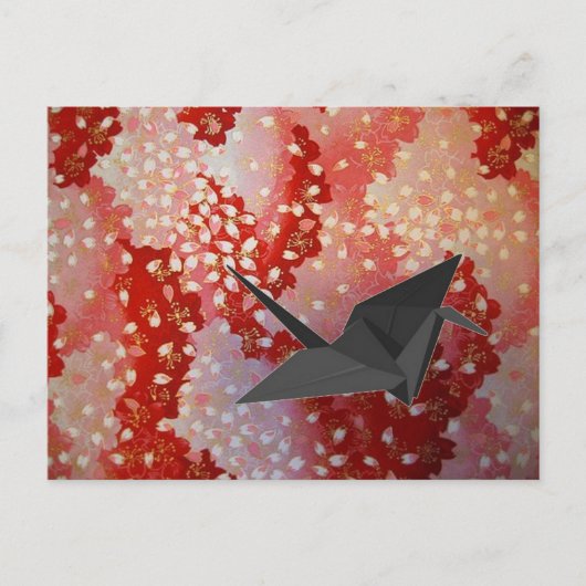 japans Origami kraanroze Sakura cherry blossom Briefkaart (Voorkant)