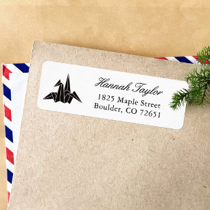 Japans Origami Paper Crane Motif Return Address Etiket