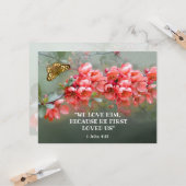 Japans ornamental Quince met bijbelcitaat Kaart (Voorkant / Achterkant in situ)