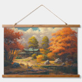 Japans oud huis bij het meer Fine Art Hangend Wandkleed (Voorkant)