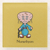 Japans oud Man Nurarihyon: Cartoon Yokai Glazen Onderzetter (Voorkant)
