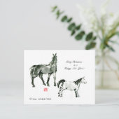Japans paard samurai art paardrijkskunde feestdagenkaart (Staand voorkant)