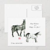 Japans paard samurai art paardrijkskunde feestdagenkaart (Voorkant / Achterkant)