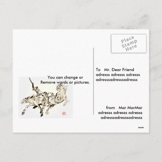 Japans paard samurai art paardrijkskunde feestdagenkaart (Achterkant)