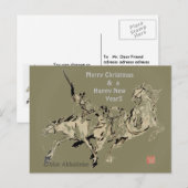 Japans paard samurai art paardrijkskunde feestdagenkaart (Voorkant / Achterkant)