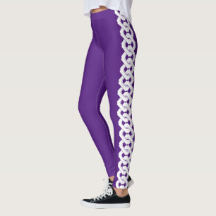 Japans Paarse en zwarte Yoshiwara kettingpatroon Leggings