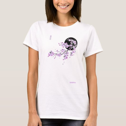 Japans Paarse Sakura Cherry Blossom Pink T-shirt (Voorkant)