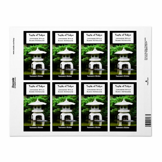 Japans Pagoda Lantaarn Tuin Ornament Etiket (Full Sheet)