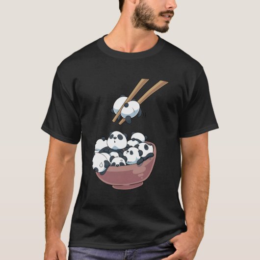 Japans Panda Beren Ra Noodle Bowl T-shirt (Voorkant)