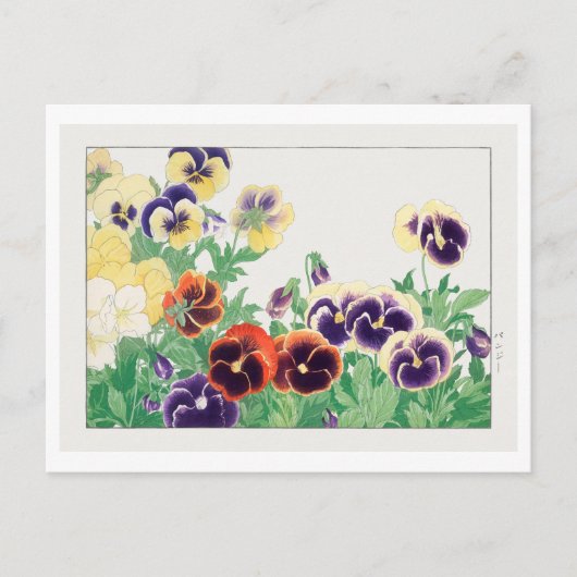 Japans Pansy Woodblock Print Briefkaart (Voorkant)