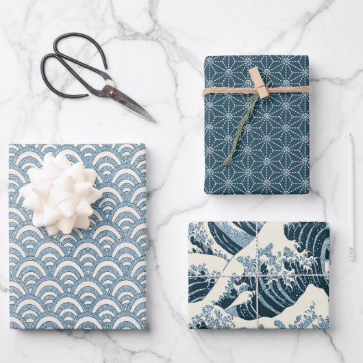 Japans patroon 3 Papierbladen overvullen Inpakpapier Vel (Voorkant)