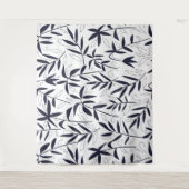 Japans patroon blauwe bamboe bladeren wandkleed (Voorkant)