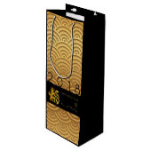 Japans patroon Gold Dog 2018 Wine Gift Bag Wijn Cadeautas (Voorkant Gekanteld)