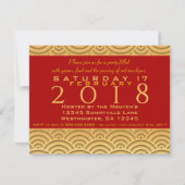 Japans patroon Gold Dog Jaar 2018 rood 4,25x5,5 Kaart (Achterkant)