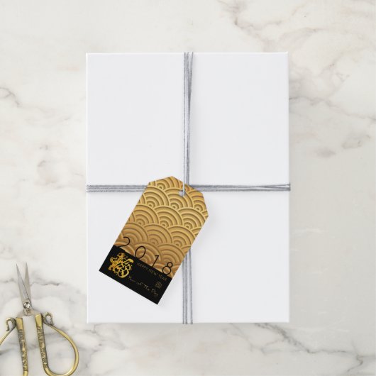Japans patroon Gold Dog Year 2018 Gift Label Cadeaulabel (Met Touw)