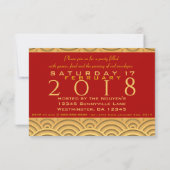 Japans patroon Gold Dog Year 2018 red Invitation Kaart (Achterkant)