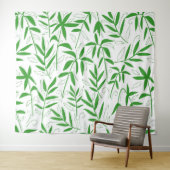 Japans patroon groene bamboe bladeren wandkleed (In Situ (horizontaal))