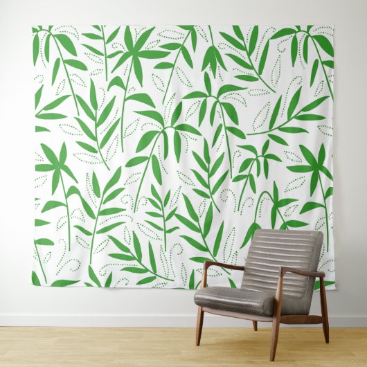 Japans patroon groene bamboe bladeren wandkleed (In Situ (horizontaal))