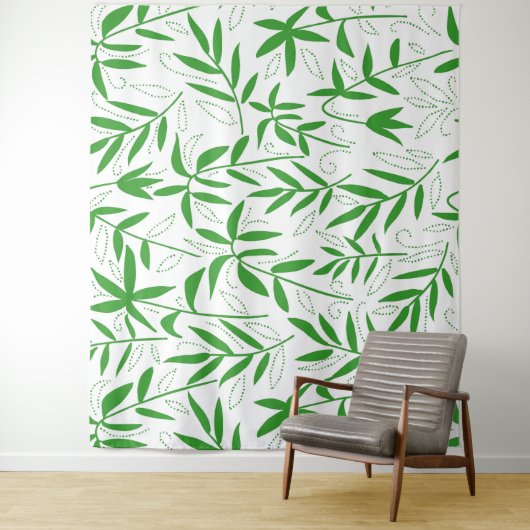 Japans patroon groene bamboe bladeren wandkleed (In situ)