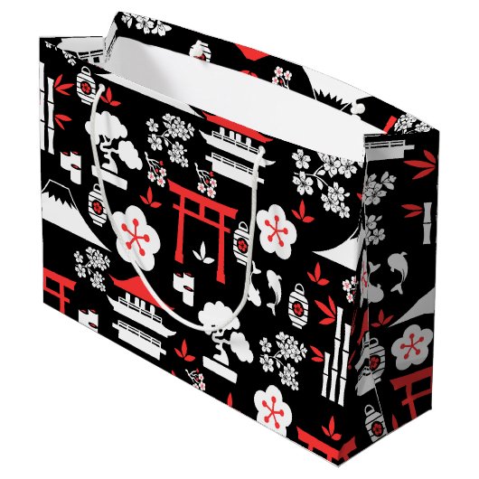 Japans patroon groot cadeauzakje (Achterkant Gekanteld)