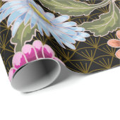 Japans patroon met bloemen en witte kranen cadeaupapier (Rol Hoek)