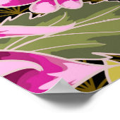 Japans patroon met bloemen en witte kranen poster (Hoek)