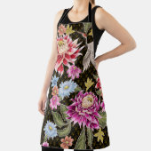 Japans patroon met bloemen en witte kranen schort (Insitu)