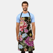 Japans patroon met bloemen en witte kranen schort (Gedragen)