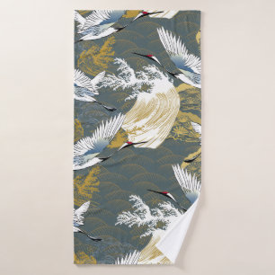 Japans patroon. Traditionele achtergrond van motie Badhanddoek