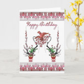 Japans Patroon Verjaardag Kaart - Japans Design CA (Gele Bloem)