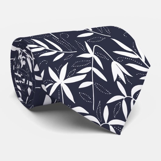 Japans patroon wit gestileerde bamboe bladeren stropdas (Opgerold)
