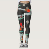 JAPANS PATROON ZWART GEDRUKTE LEGGINGS (Voorkant)