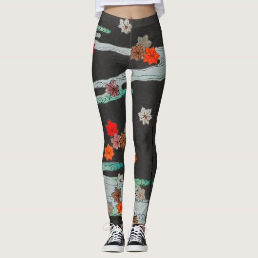 JAPANS PATROON ZWART GEDRUKTE LEGGINGS (Voorkant)