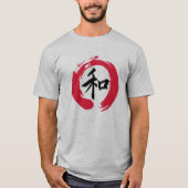 Japans "Peace" Kanji in een rood Ensō Zen T-shirt (Voorkant)
