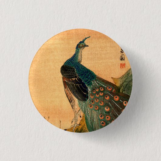 Japans Peacock nr. 2 Ronde Button 3,2 Cm (Voorkant)