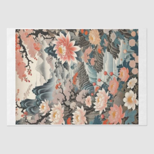 Japans perkament floreal fantasie tissuepapier (Voorkant)