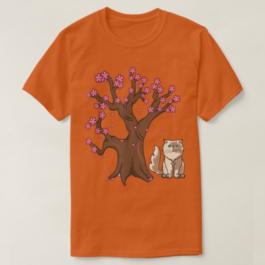 Japans Perzisch Kat Mam Cherry Blossom T-Shirt (Design voorkant)