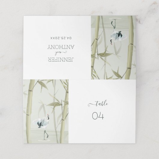 Japans Plant Crane Bamboo Plaatskaartje (Buitenkant ongevouwen)