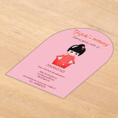 Japans poppenverjaardagsfeestje acryl uitnodigingen (Laagn)