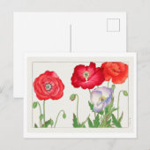  Japans Poppy Woodblock Print Briefkaart (Voorkant / Achterkant)