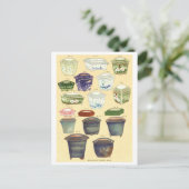  japans porselein bloempotten briefkaart (Staand voorkant)