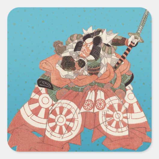  Japans portret - Aankomst met zwaard Vierkante Sticker (Voorkant)