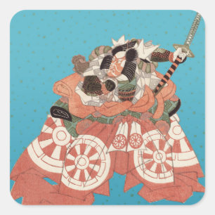  Japans portret - Aankomst met zwaard Vierkante Sticker