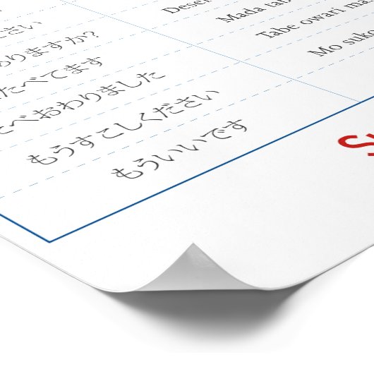 Japans Poster Restaurantkaartje (Hoek)