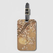 Japans  pruim bloeit in maanlicht bagagelabel (Voorkant (verticaal))