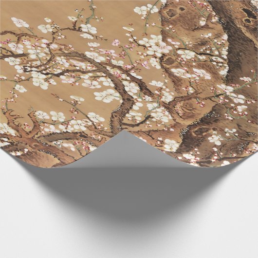 Japans  pruim bloeit in maanlicht cadeaupapier (Hoek)