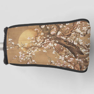 Japans pruim bloeit in maanlicht golfheadcover