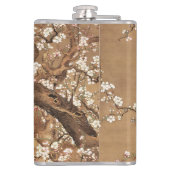 Japans  pruim bloeit in maanlicht heupfles (Achterkant)