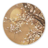 Japans  pruim bloeit in maanlicht keramische knop (Voorkant)