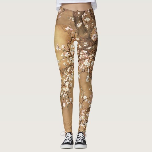 Japans pruim bloeit in maanlicht leggings (Voorkant)